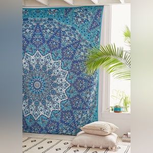 Teal Blue Urban Outfitters Elephant Mandala Canvas Wall Tapestry